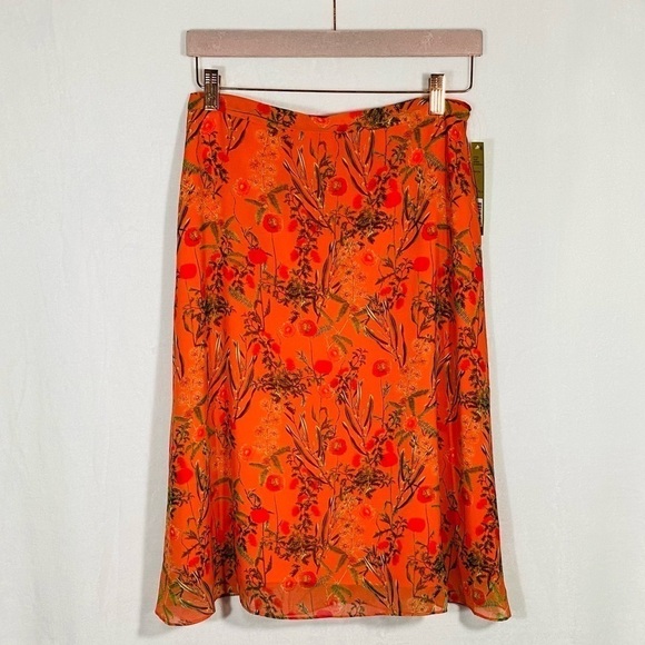 NWT Gianni Bini Candance print peach midi floral skirt size 4 - Picture 1 of 6